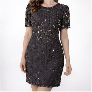 Vintage 1980s Beaded Cocktail Dress | Art Deco Glam Mini Dress